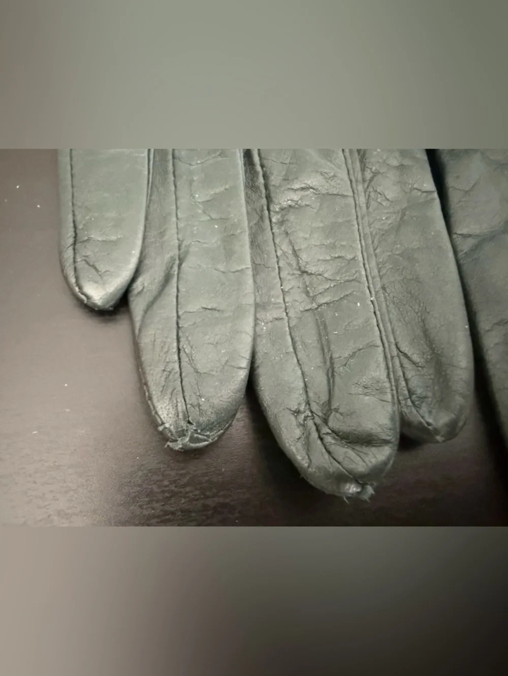Vintage Bechamel Leather Silk Gloves Size 7 1/2 M Green